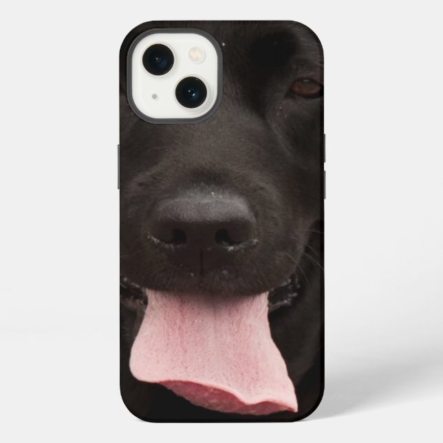 Coque iPhone Visage de chien noir (Verso)