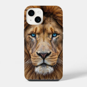 Coque Pour iPhone 14 Visage de lion majestueux aux yeux bleus   Faune A