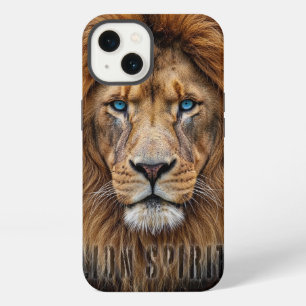 Etui iPhone 13 Visage de lion majestueux aux yeux bleus Faune A