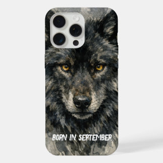 Coque iPhone 15 Pro Max Visage de Loup Noir – Mois de Naissance Février Aq