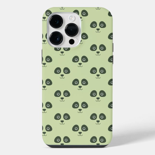 Coque iPhone Visage de panda mignon moderne vert clair  (Verso)