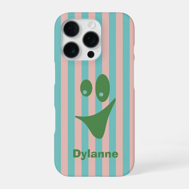 Coque iPhone Visage Drôle Rayé Excentrique (Verso)