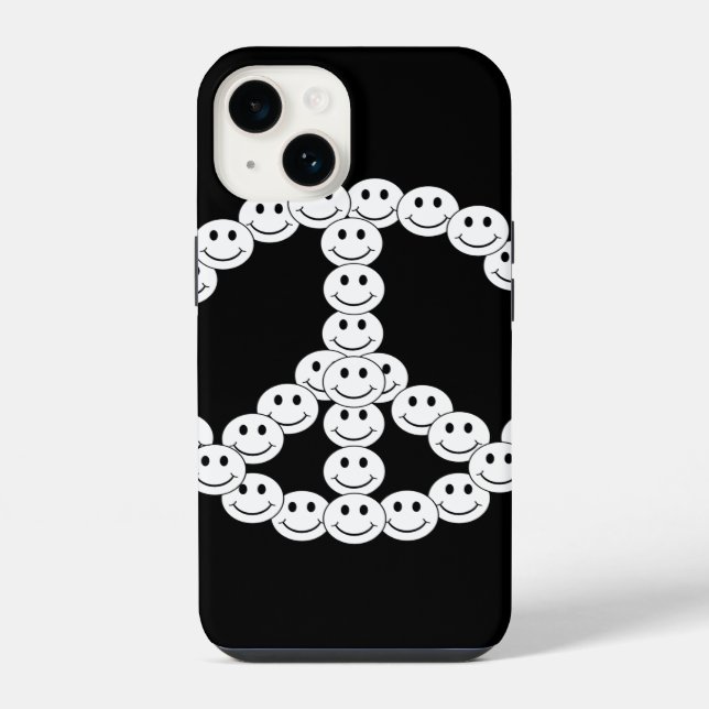 Coque iPhone Visage Heureux Paix (Verso)