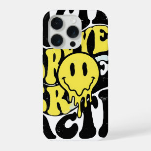 Coque iPhone 15 Pro Visage Souriant Acide Fondu Typographie Liquide Ps