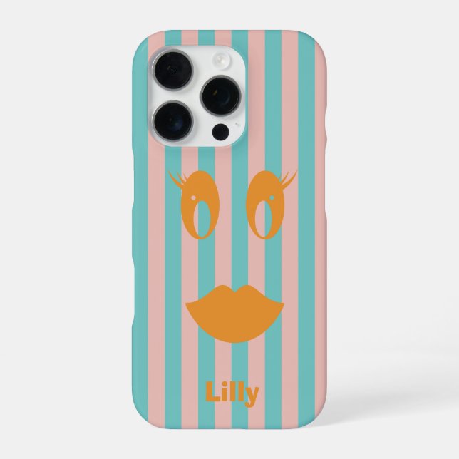 Coque iPhone Visage Sourire Féminin Rétro (Verso)