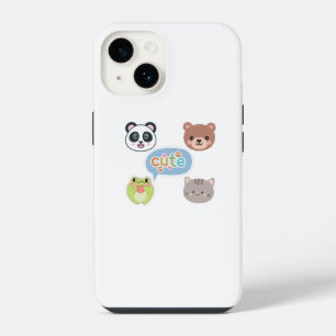 Coque Pour iPhone 14 Visages d'animaux Kawaii mignons Conception de d