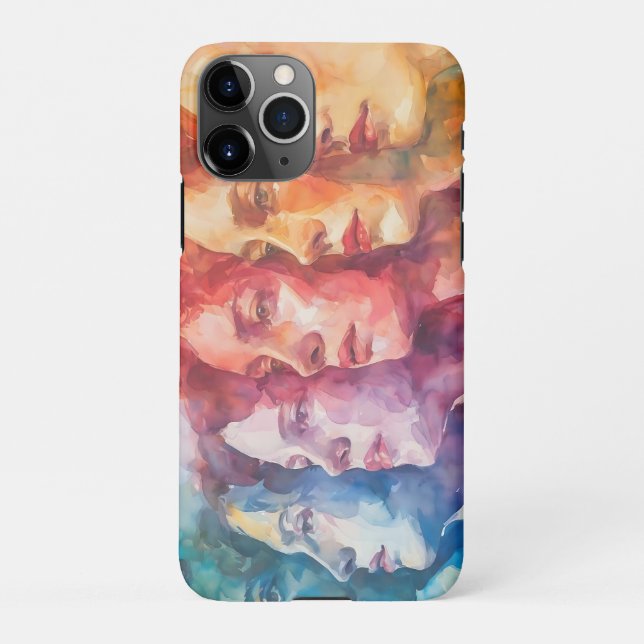 Coque iPhone Visages des femmes - Peinture aquarelle (Dos)