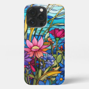 Etui iPhone 13 Pro Vitrail coloré Art botanique floral