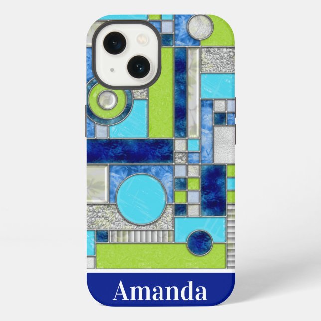 Coque iPhone Vitraux Bleu Vert (Verso)