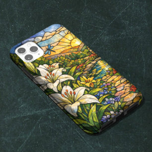 Coque iPhone 15 Pro Vitraux Fleurs de Lys et Soleil