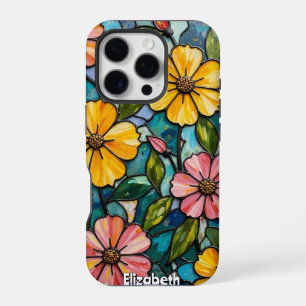 Coque iPhone 16 Pro Vitraux Floraux Ensoleillés