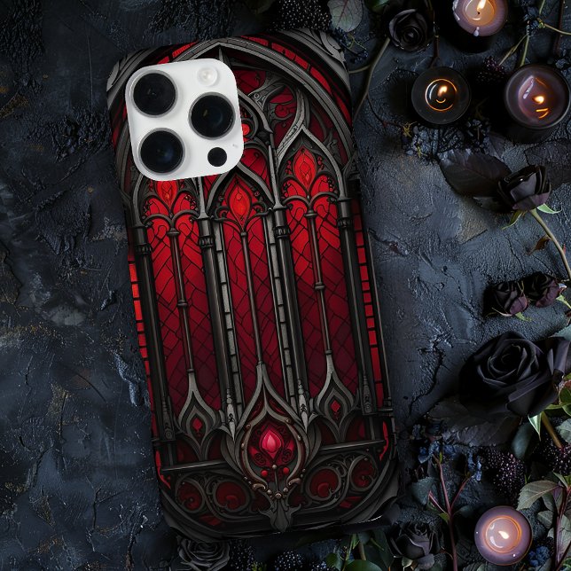 Coque iPhone Vitre de style gothique rouge (Créateur téléchargé)