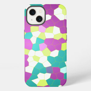 Etui iPhone 13 Vitre tendu Lime pourpre Turquoise Mosaïque Abstra