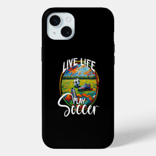 Coque iPhone 15 Plus Vivez la vie, jouez au football, joueur de footbal