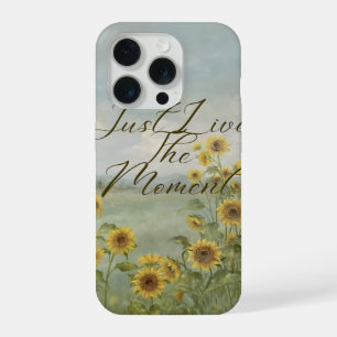 Coque iPhone 15 Pro Vivez Simplement Le Moment Champ De Tournesols Est