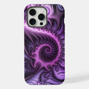 Coque iPhone 15 Pro Max Vivid Cool Abstrait rose violet Fractal Art Spiral