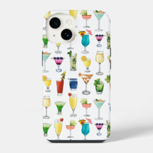 Coque Pour iPhone 14 Vivid Watercolor Cocktail Motif Sac fourre-tout