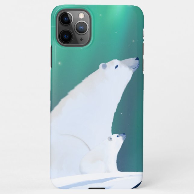 Coque iPhone Voeux - Belle illustration d'ours polaire (Dos)