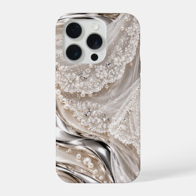 Coque iPhone voile à thème chrome liquide (Verso)