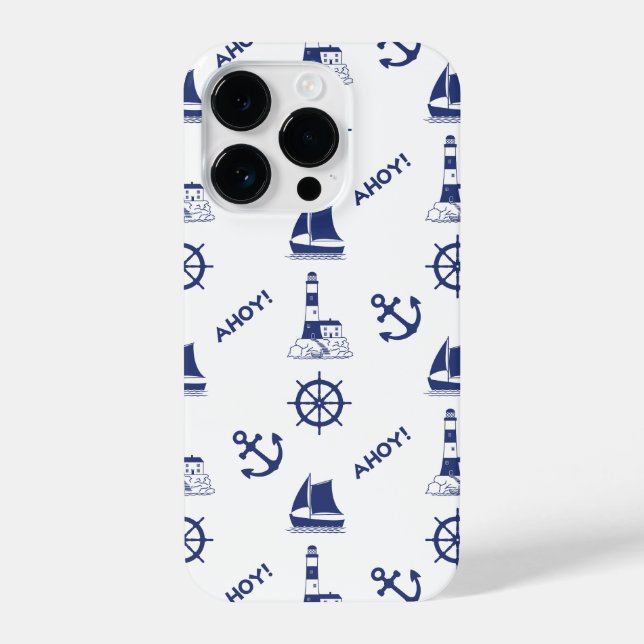 Coque iPhone Voile Motif illustratif Marine Bleu+Blanc (Verso)