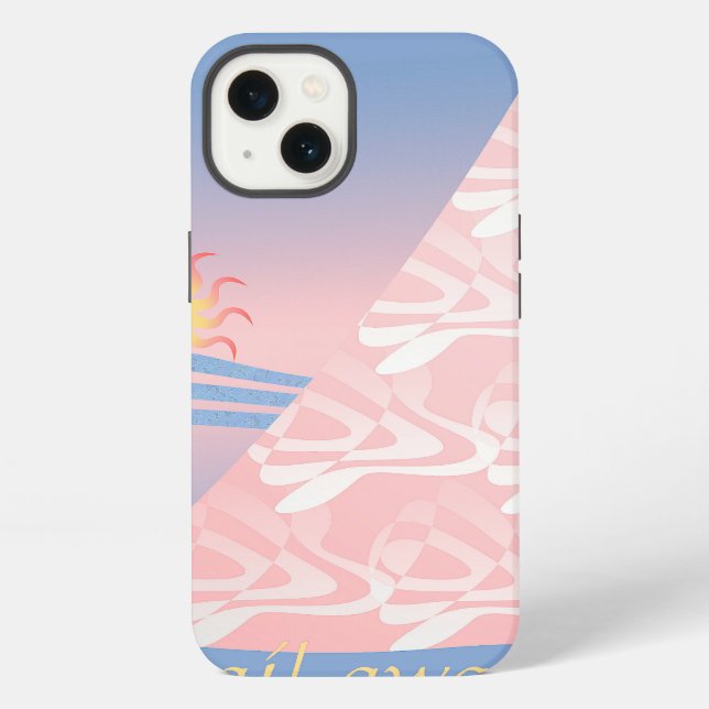Coque iPhone Voilier rose et bleu (Verso)