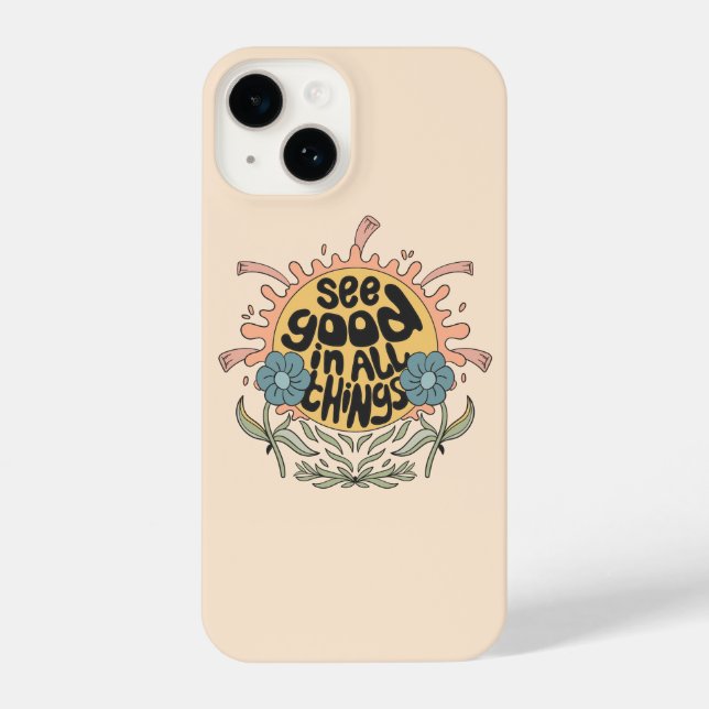 Coque iPhone Voir le bon dans toutes les choses Hippie Graphic (Verso)