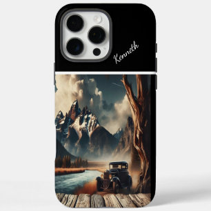 Coque iPhone 16 Pro Max Voiture Classique Au Bord De La Rivière De La Mont