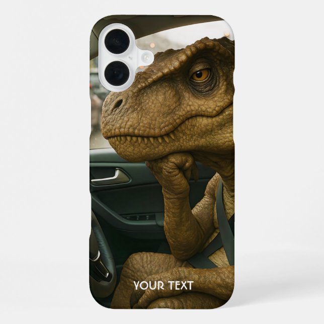 Coque iPhone Voiture de conduite Imaginaire Dinosaur (Verso)