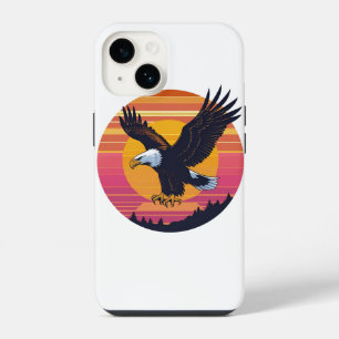 Coque Pour iPhone 14 Voler Haute Sol Libre - Retro Eagle Sunset Graphic