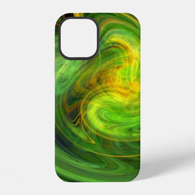 Coque iPhone VORTEX LÉGER / Abstrait vert jaune vif (Verso)