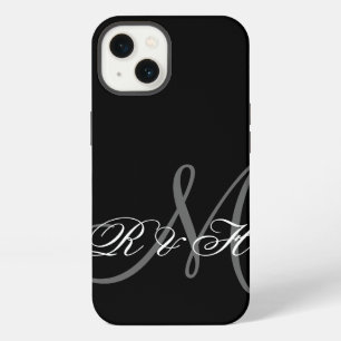 ETUI iPhone 13 VOS INITIALES DE MONOGRAMME SIMPLE GRIS NOIR
