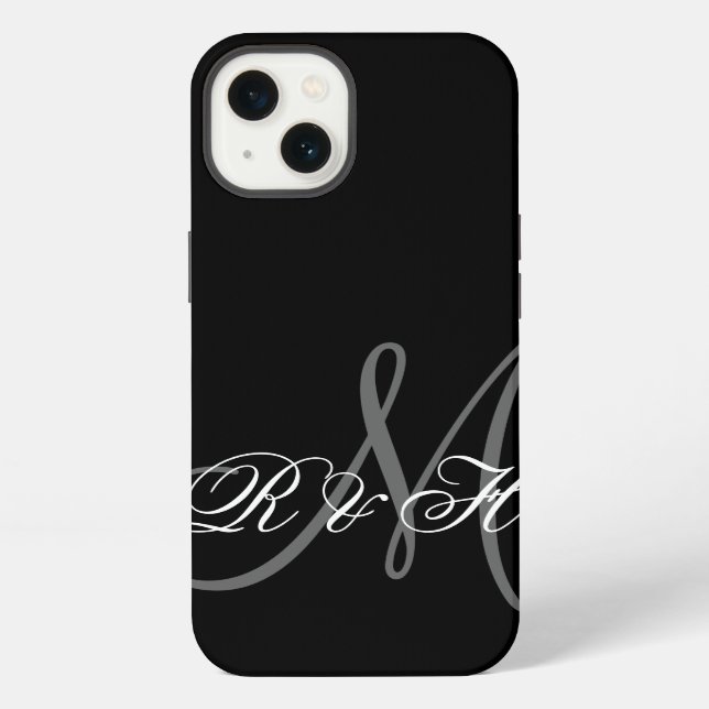 COQUE iPhone VOS INITIALES MONOGRAMMES | SIMPLE BLACK GRAY (Verso)