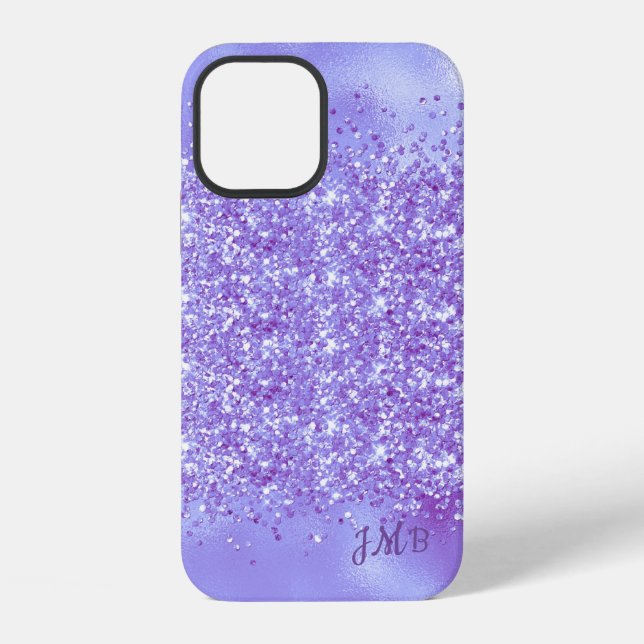 Coque iPhone Vos Initiales Paillettes Violet (Verso)