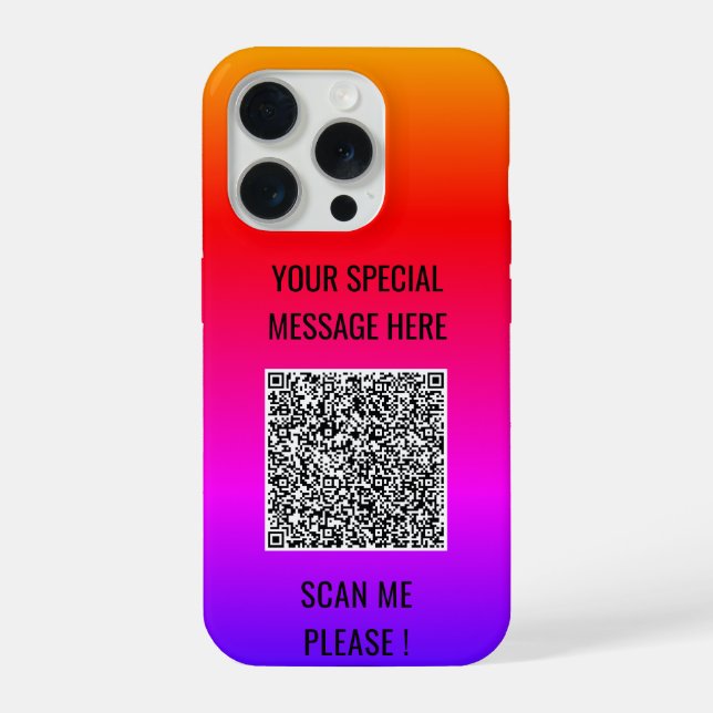 Coque iPhone Votre étui pour iPhone avec code QR et texte perso (Verso)