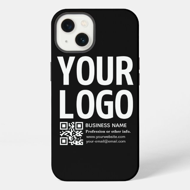 Coque iPhone Votre logo avec code QR et texte modifiables  (Verso)