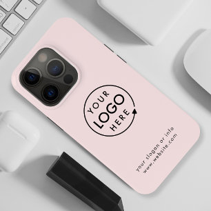 Coque iPhone 15 Pro Votre logo   Pink Blush Business Moderne