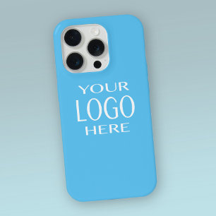 Coque iPhone 15 Pro Votre logo   Simple Logo Remplacement Sky Blue