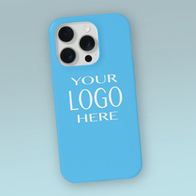 Coque iPhone Votre logo | Simple Logo Remplacement Sky Blue (Créateur téléchargé)
