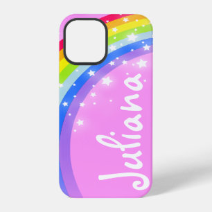 Coque iPhone 12 Pro Votre nom lumière rose arc-en-ciel étoile ciel