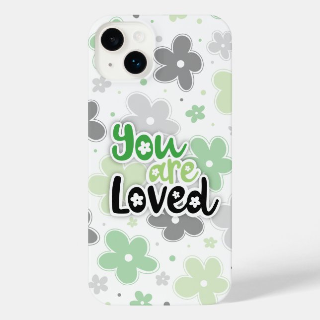 Coque iPhone Vous Êtes Aimés Fleurs Aro Fierté Lettres (Verso)