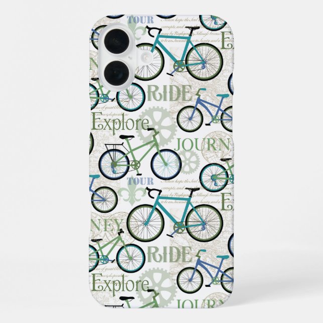 Coque iPhone Voyage à bicyclette bleu (Verso)