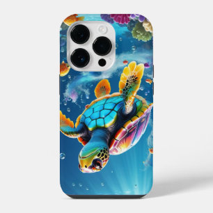 Coque Pour iPhone 14 Plus Voyage de tortue à travers un océan de gelée étinc