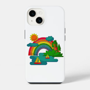 Coque Pour iPhone 14 Voyage en bateau sous les nuages du soleil et l'ar