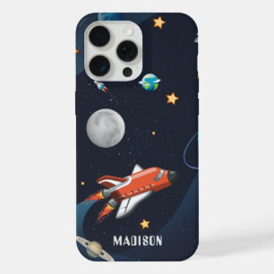 Coque iPhone 15 Pro Max Voyage en navette spatiale personnalisé pour la lu