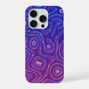 Coque iPhone 15 Pro Voyage Rétro dans l'Espace - Motif Psychédélique N