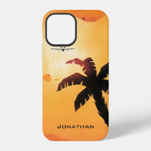 Coque iPhone 12 Voyage Vintage, Avion au-dessus des îles hawaïenne