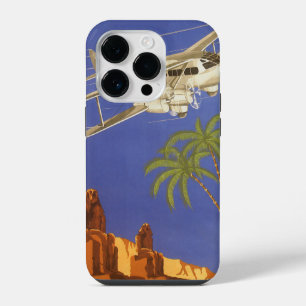 Coque Pour iPhone 14 Pro Voyage Vintage vers Le Caire, Égypte, Avion Biplan