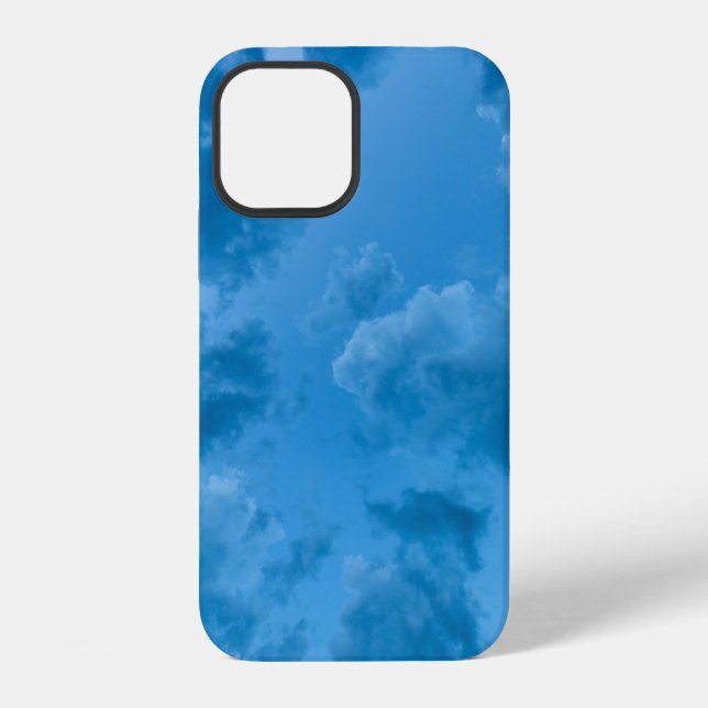 Coque iPhone Vue en contre-plongée de nuages bleus (Verso)