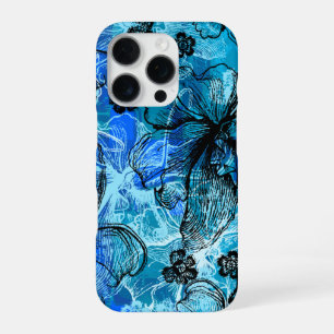 Coque iPhone 16 Pro Wahine Lace Orchidée Hawaïenne Turq et Royal