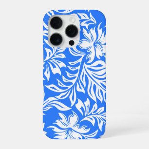 Coque iPhone 16 Pro Waikiki Hibiscus Pareau hawaïen bleu floral